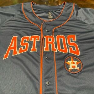 Houston Astros True Fan Button Up Jersey Mens 2XL Navy Blue Genuine Merchandise
